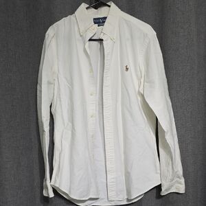 Men's Ralph Lauren White Long-Sleeve Button-Down Oxford Shirt